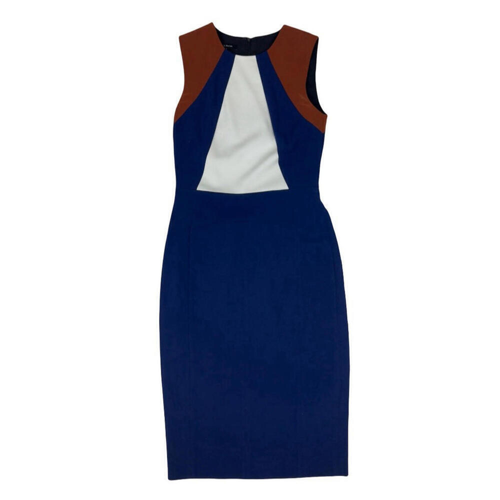 Judith & Charles Wool Sleeveless Sheath Color Block Dress Blue Size 2 US